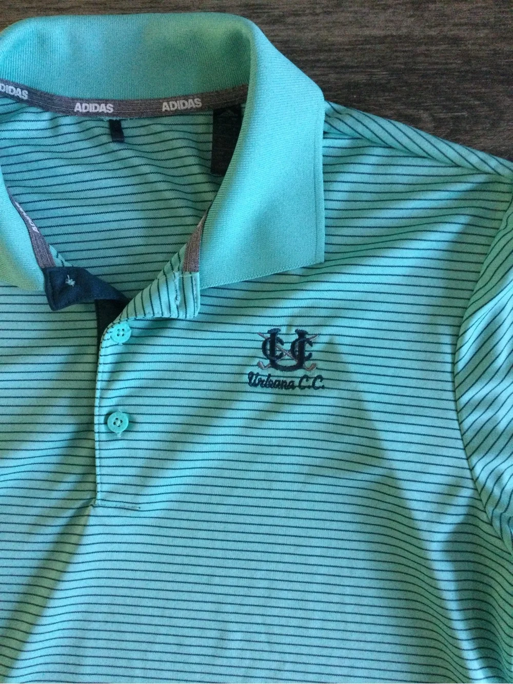 adidas Men's Teal Striped Performance Polo
